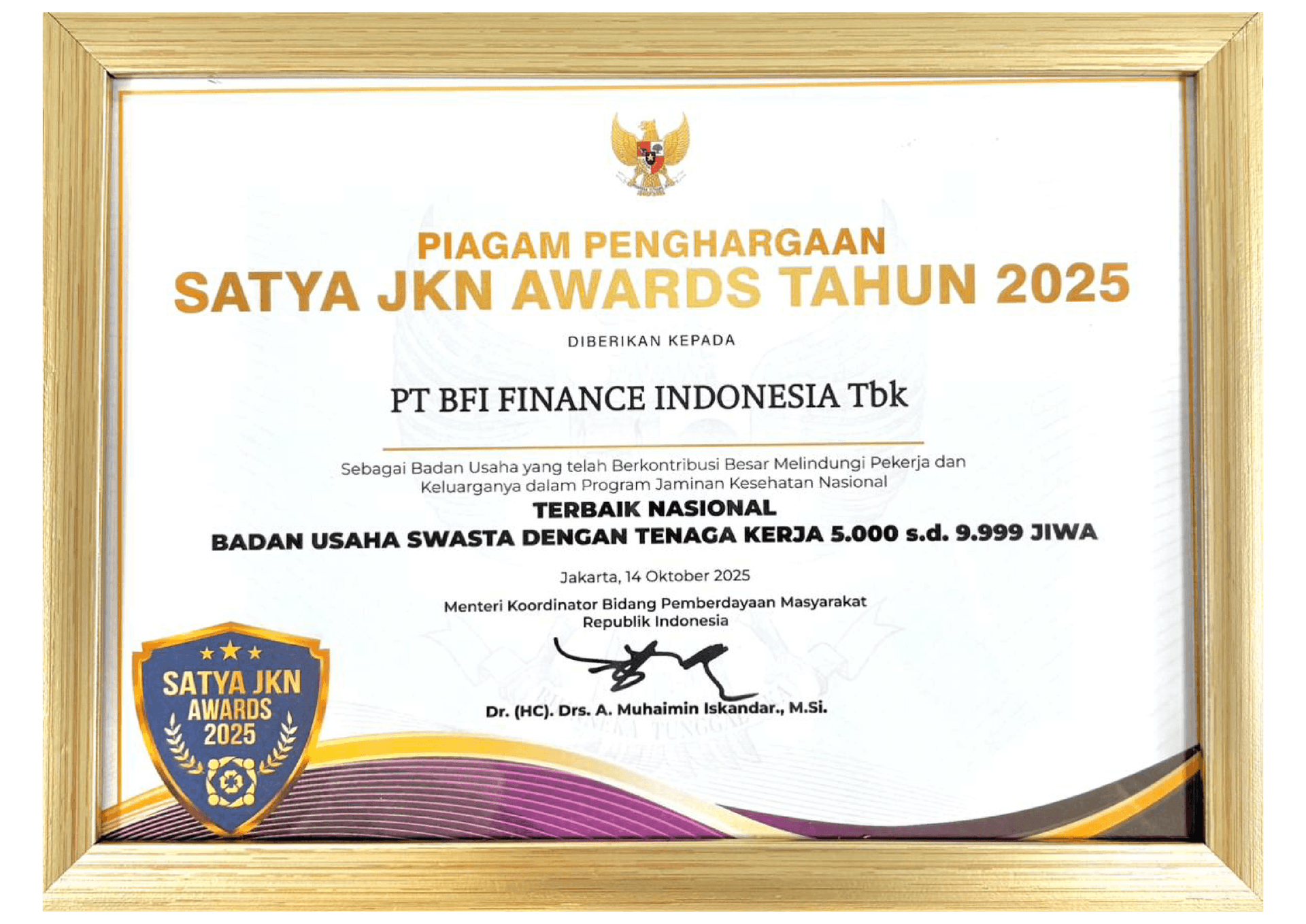 Proving Its Priority on Healthcare Protection for Employees, BFI Finance Achieves Satya JKN Awards 2025 from BPJS Kesehatan